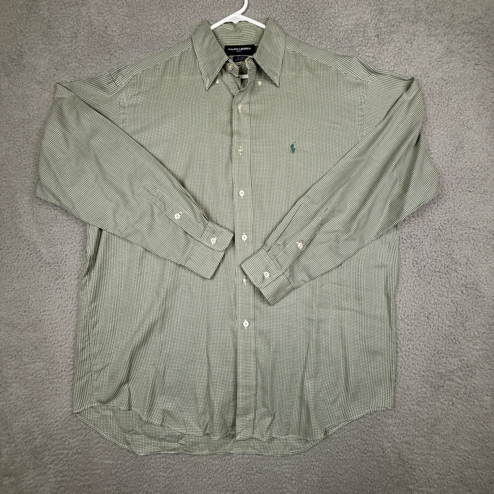 Ralph Lauren Golf Tilden Long‎ Sleeve Button Up Green Gingham Shirt